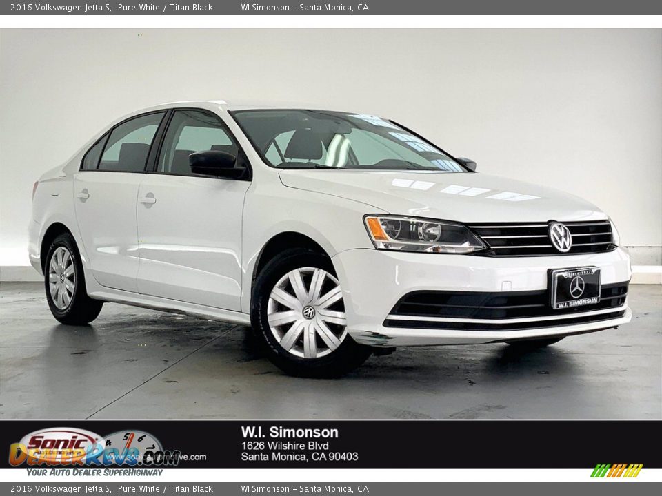 2016 Volkswagen Jetta S Pure White / Titan Black Photo #1