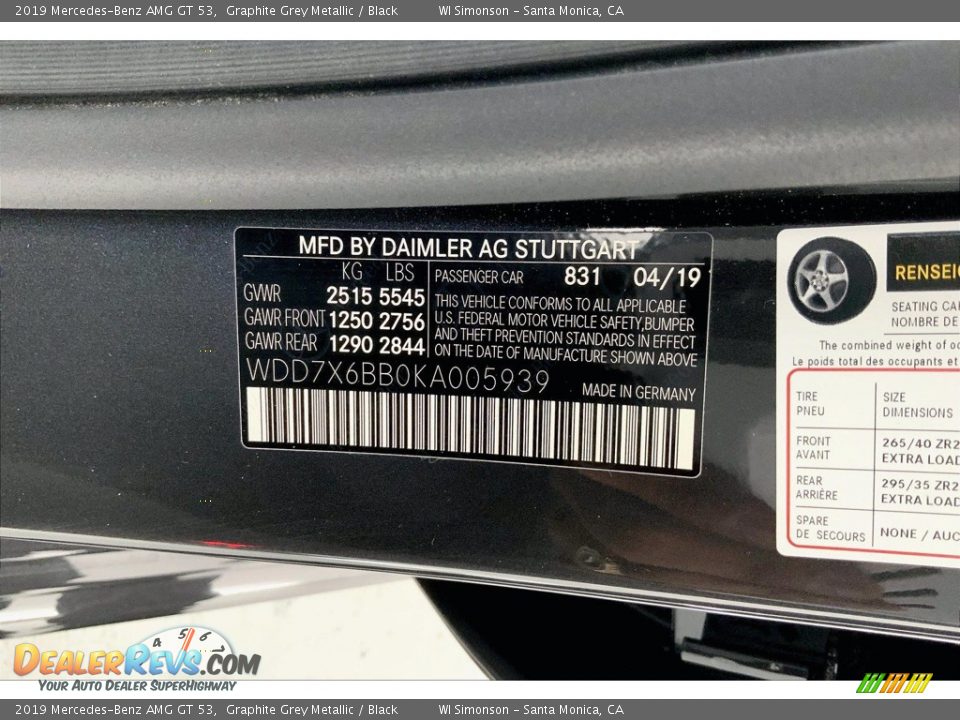 2019 Mercedes-Benz AMG GT 53 Graphite Grey Metallic / Black Photo #33