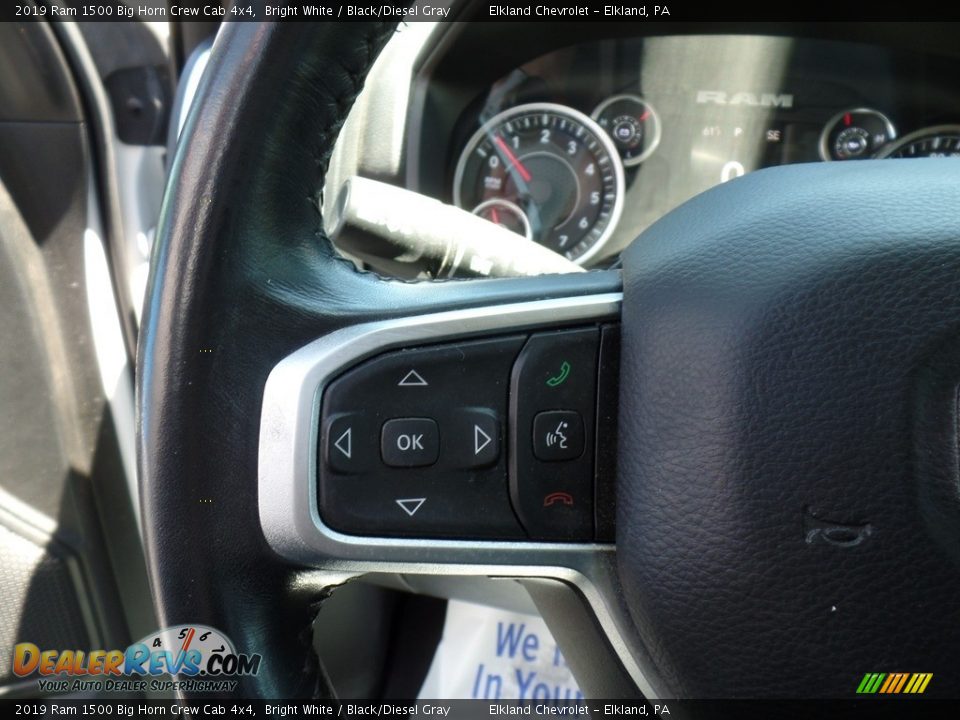 2019 Ram 1500 Big Horn Crew Cab 4x4 Bright White / Black/Diesel Gray Photo #20