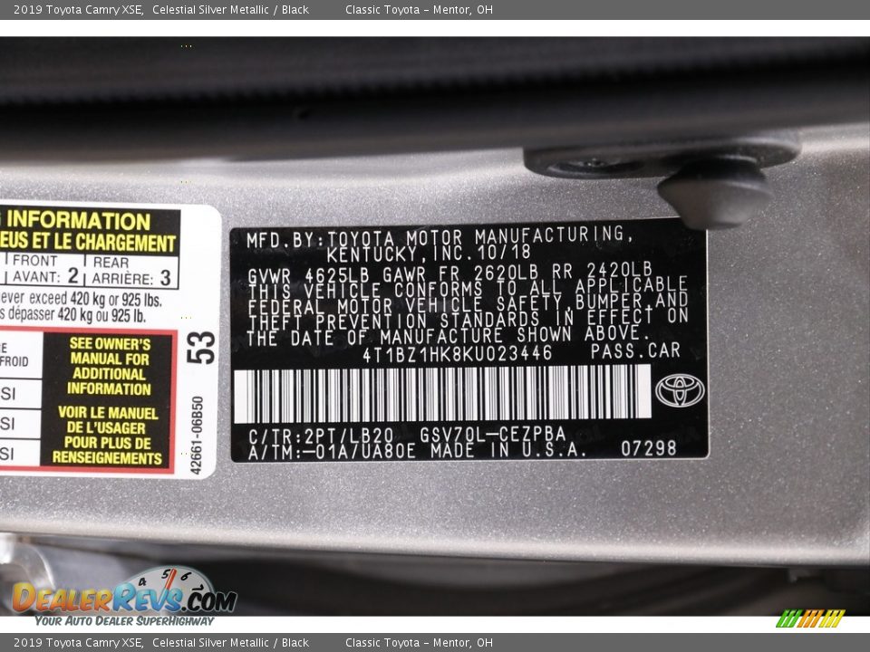 2019 Toyota Camry XSE Celestial Silver Metallic / Black Photo #21