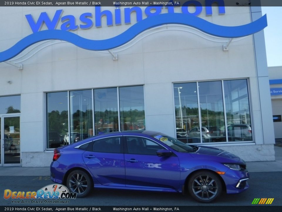 2019 Honda Civic EX Sedan Agean Blue Metallic / Black Photo #2