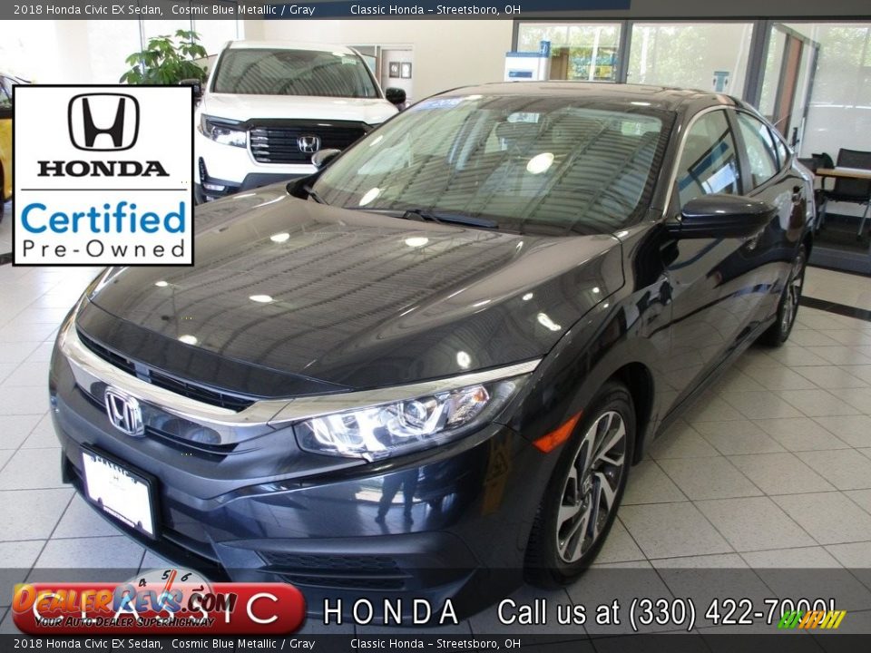 2018 Honda Civic EX Sedan Cosmic Blue Metallic / Gray Photo #1