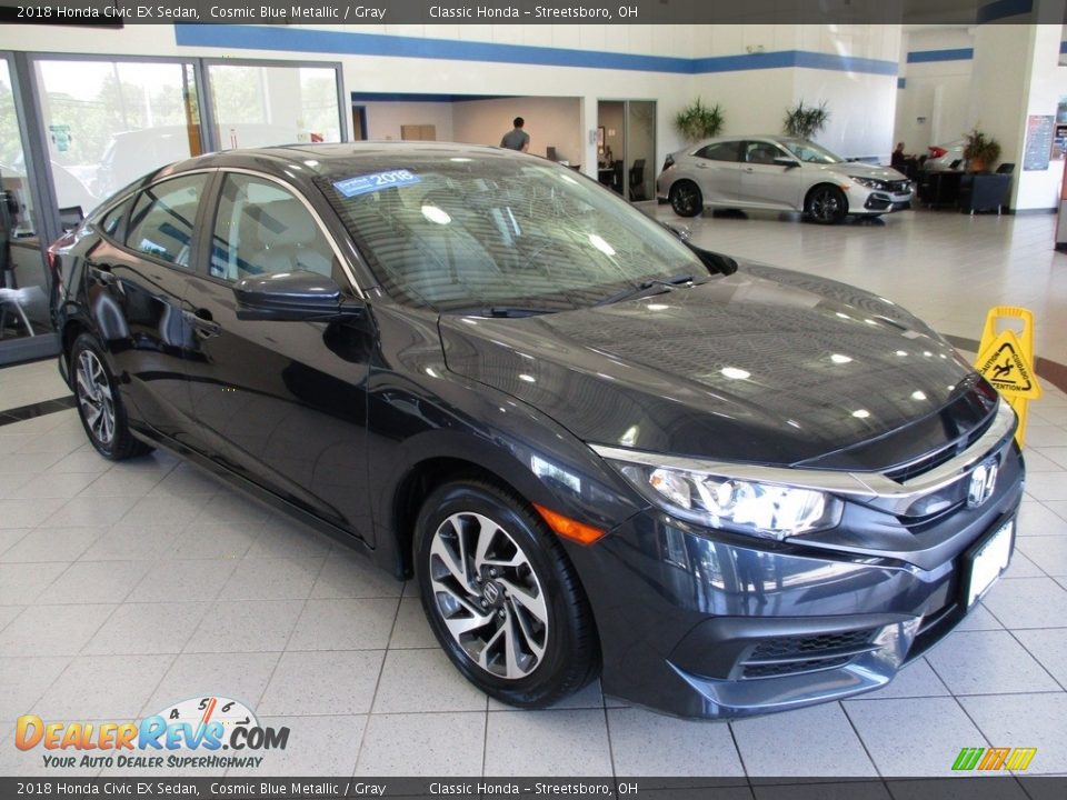 2018 Honda Civic EX Sedan Cosmic Blue Metallic / Gray Photo #3