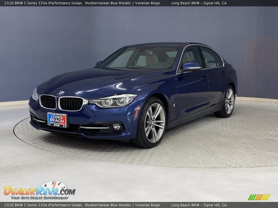 2018 BMW 3 Series 330e iPerformance Sedan Mediterranean Blue Metallic / Venetian Beige Photo #3