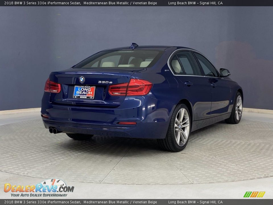 2018 BMW 3 Series 330e iPerformance Sedan Mediterranean Blue Metallic / Venetian Beige Photo #5