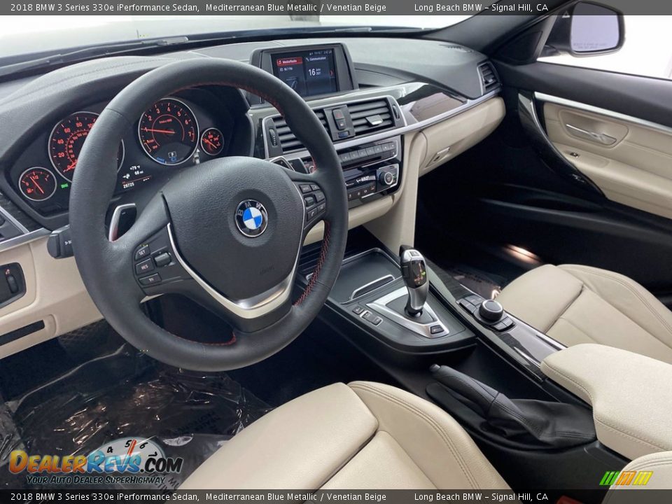 2018 BMW 3 Series 330e iPerformance Sedan Mediterranean Blue Metallic / Venetian Beige Photo #16