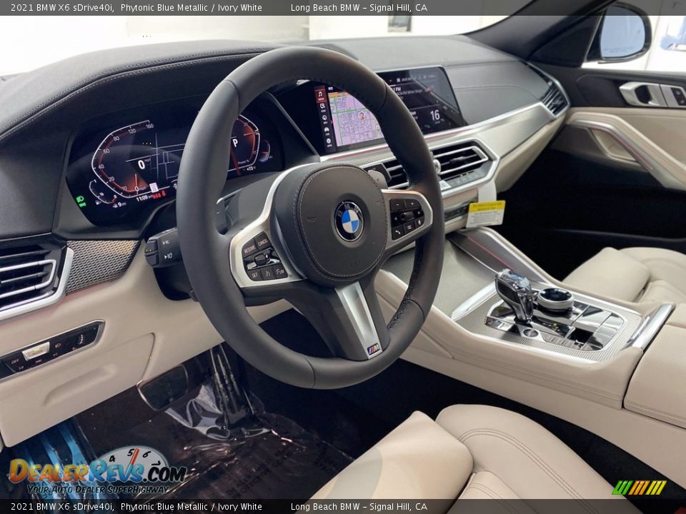 2021 BMW X6 sDrive40i Phytonic Blue Metallic / Ivory White Photo #12