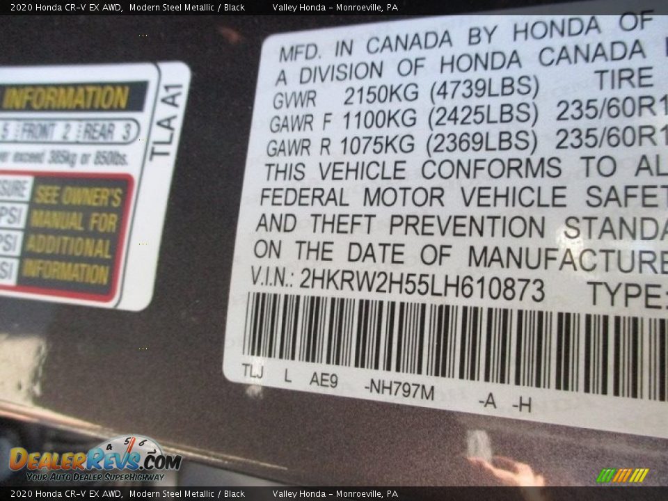 2020 Honda CR-V EX AWD Modern Steel Metallic / Black Photo #19