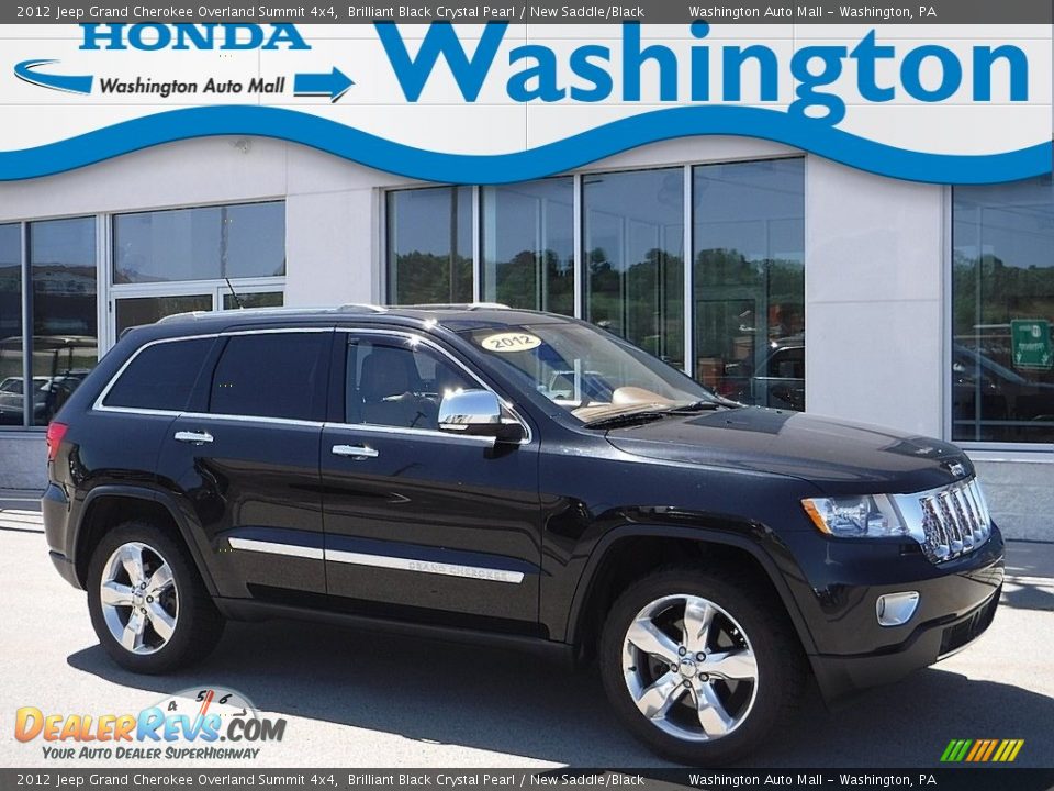 2012 Jeep Grand Cherokee Overland Summit 4x4 Brilliant Black Crystal Pearl / New Saddle/Black Photo #1