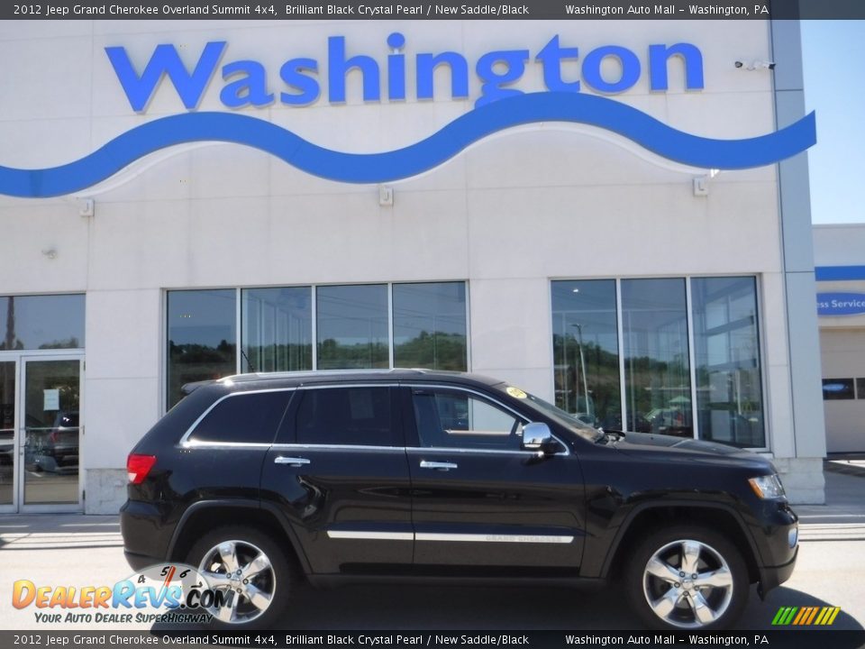 2012 Jeep Grand Cherokee Overland Summit 4x4 Brilliant Black Crystal Pearl / New Saddle/Black Photo #2