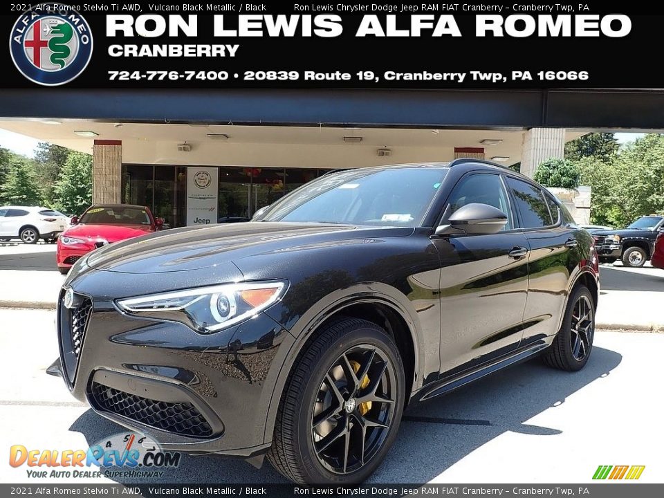 2021 Alfa Romeo Stelvio Ti AWD Vulcano Black Metallic / Black Photo #1