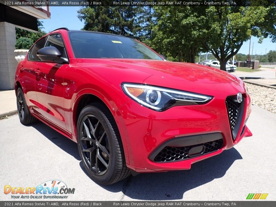 2021 Alfa Romeo Stelvio Ti AWD Alfa Rosso (Red) / Black Photo #3