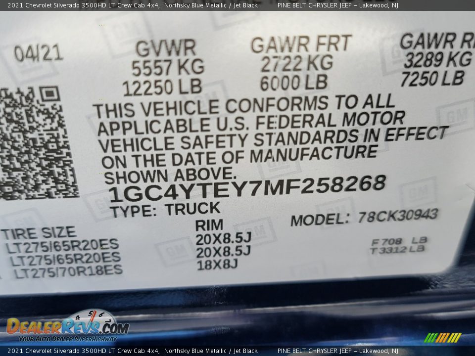 2021 Chevrolet Silverado 3500HD LT Crew Cab 4x4 Northsky Blue Metallic / Jet Black Photo #35
