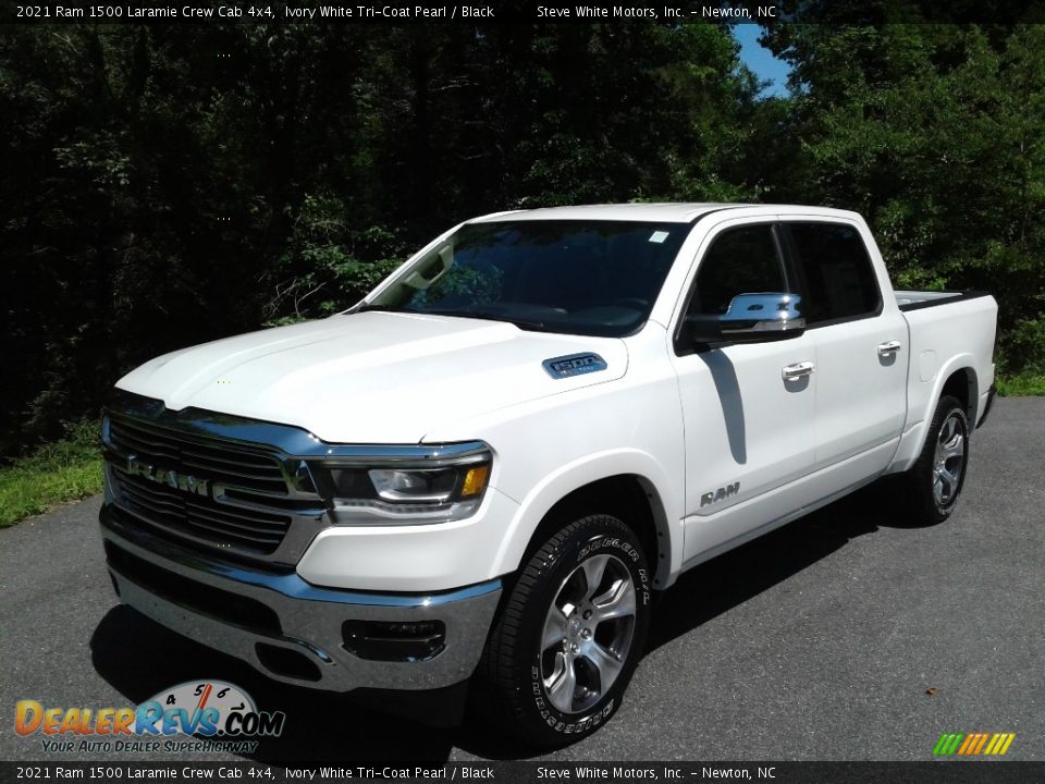 2021 Ram 1500 Laramie Crew Cab 4x4 Ivory White Tri-Coat Pearl / Black Photo #2