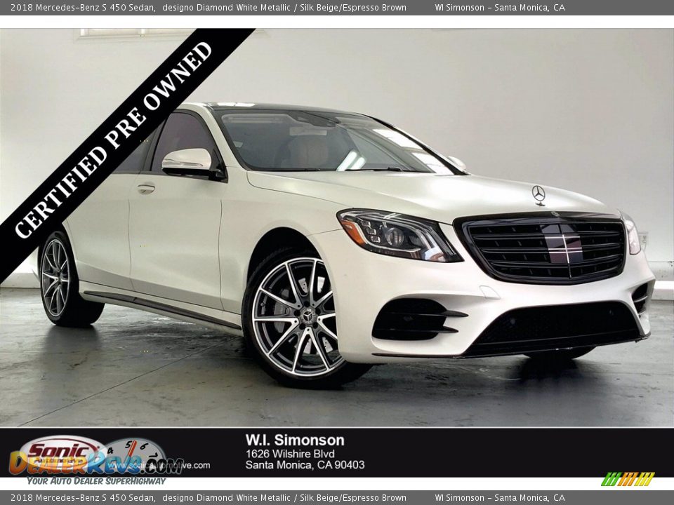 2018 Mercedes-Benz S 450 Sedan designo Diamond White Metallic / Silk Beige/Espresso Brown Photo #1