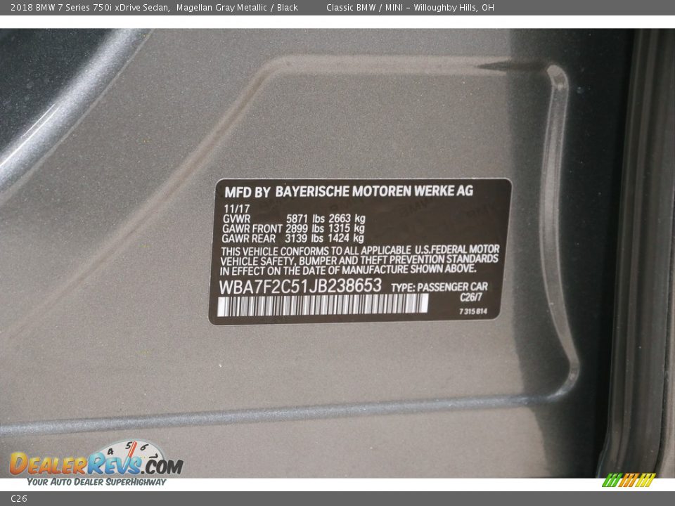 BMW Color Code C26 Magellan Gray Metallic