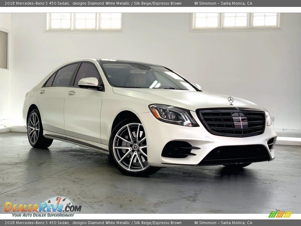 2018 Mercedes-Benz S 450 Sedan designo Diamond White Metallic / Silk Beige/Espresso Brown Photo #33