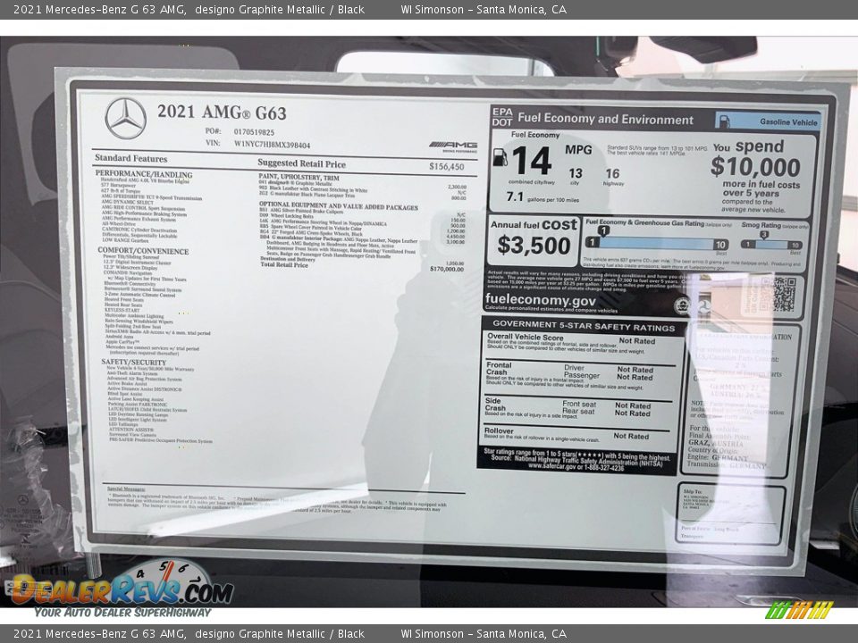 2021 Mercedes-Benz G 63 AMG Window Sticker Photo #13