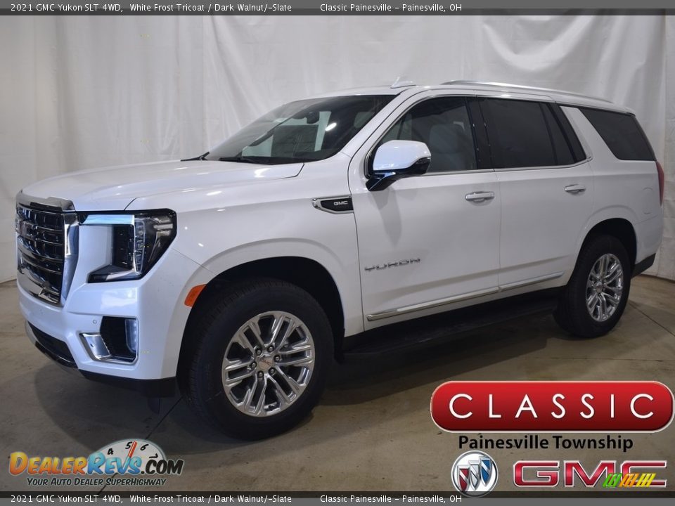 2021 GMC Yukon SLT 4WD White Frost Tricoat / Dark Walnut/­Slate Photo #1