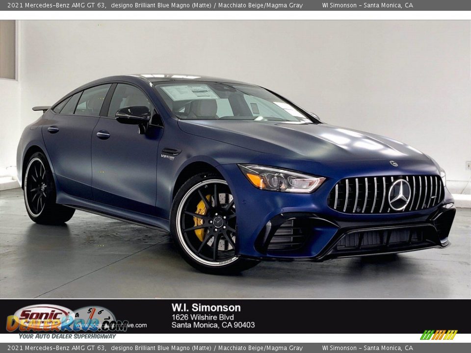 2021 Mercedes-Benz AMG GT 63 designo Brilliant Blue Magno (Matte) / Macchiato Beige/Magma Gray Photo #1