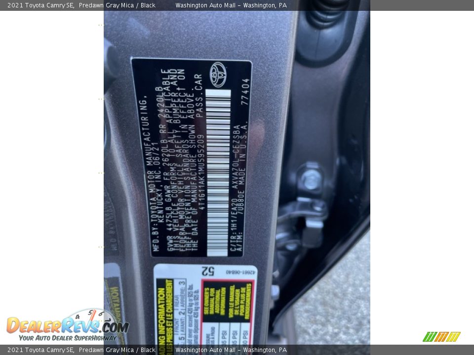 2021 Toyota Camry SE Predawn Gray Mica / Black Photo #22