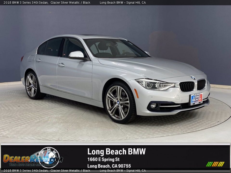 2018 BMW 3 Series 340i Sedan Glacier Silver Metallic / Black Photo #1