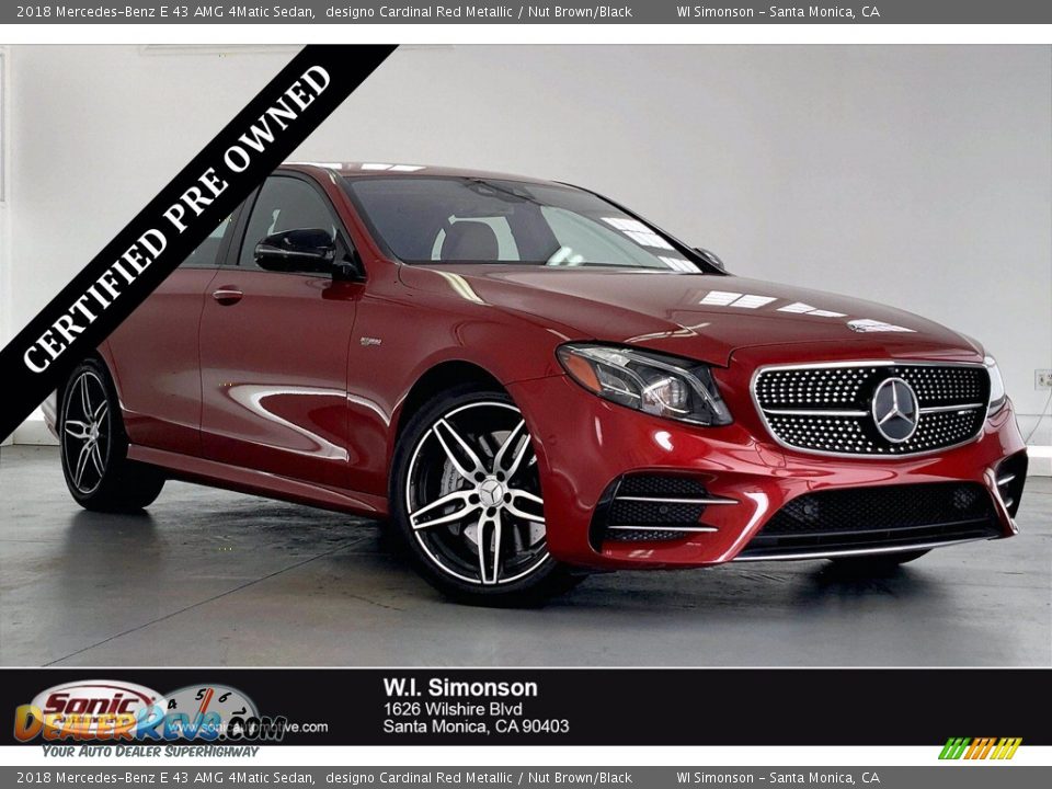 2018 Mercedes-Benz E 43 AMG 4Matic Sedan designo Cardinal Red Metallic / Nut Brown/Black Photo #1