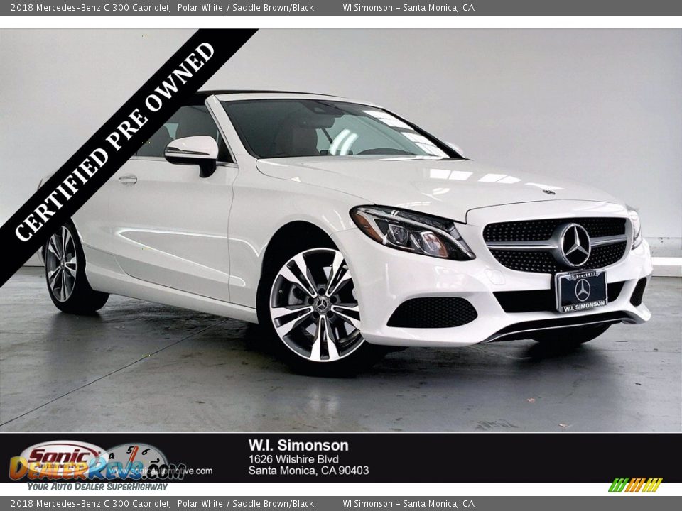 2018 Mercedes-Benz C 300 Cabriolet Polar White / Saddle Brown/Black Photo #1