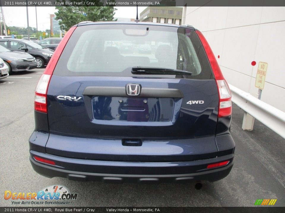 2011 Honda CR-V LX 4WD Royal Blue Pearl / Gray Photo #4