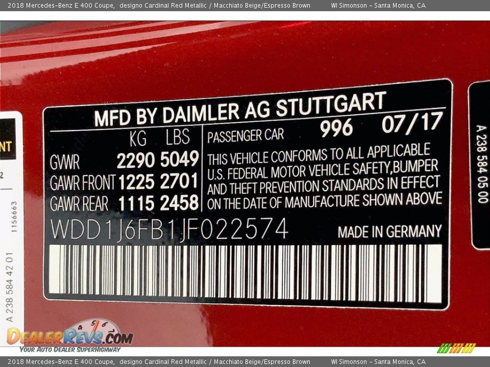 2018 Mercedes-Benz E 400 Coupe designo Cardinal Red Metallic / Macchiato Beige/Espresso Brown Photo #33