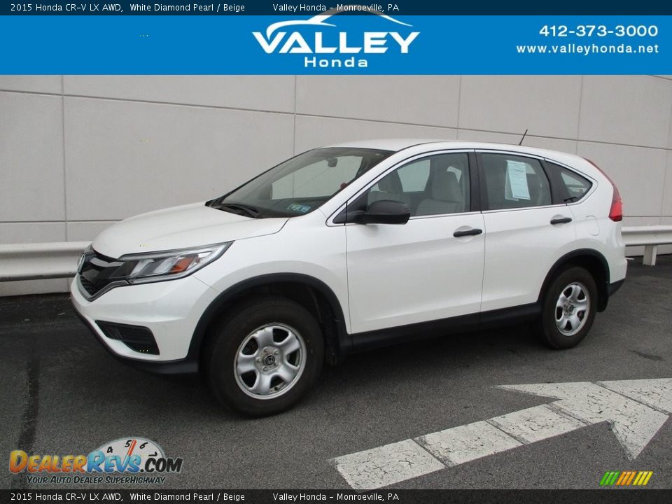 2015 Honda CR-V LX AWD White Diamond Pearl / Beige Photo #1