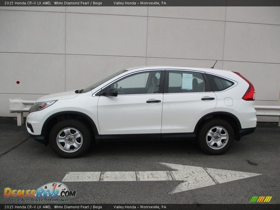 2015 Honda CR-V LX AWD White Diamond Pearl / Beige Photo #2