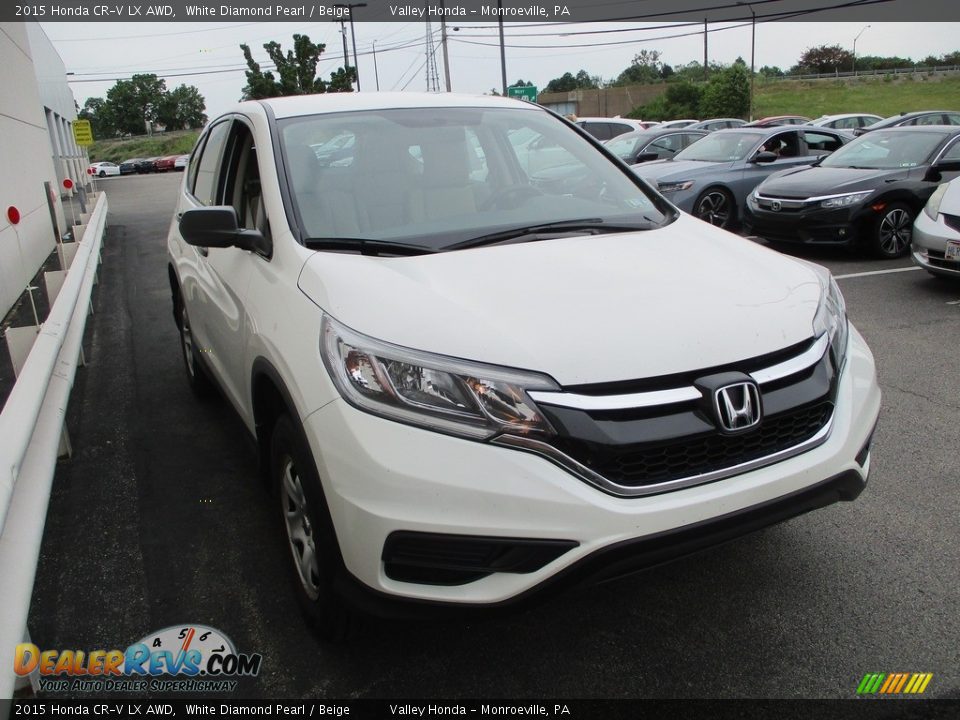 2015 Honda CR-V LX AWD White Diamond Pearl / Beige Photo #7