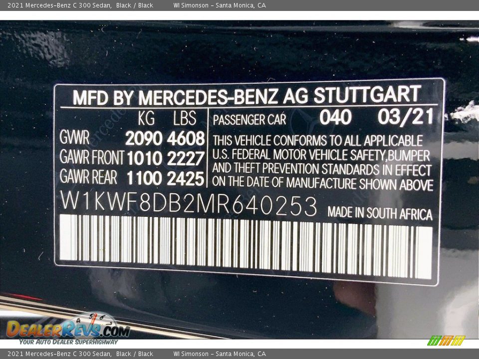 2021 Mercedes-Benz C 300 Sedan Black / Black Photo #11