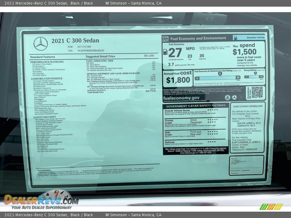 2021 Mercedes-Benz C 300 Sedan Black / Black Photo #13