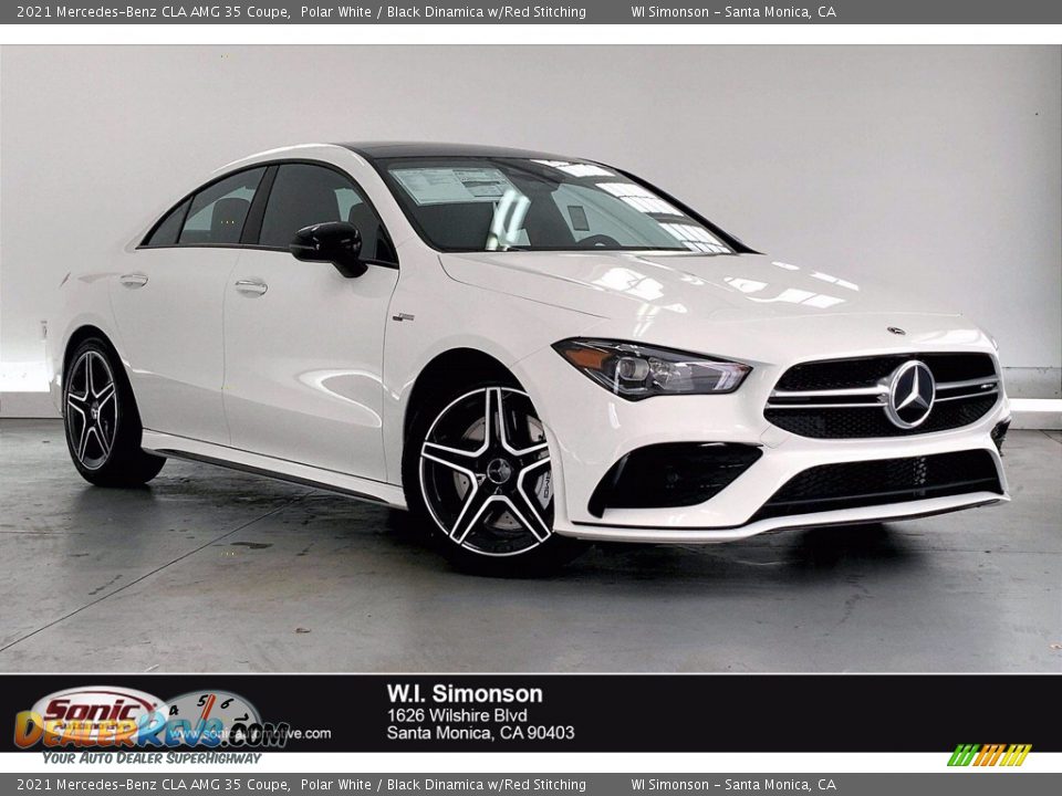 2021 Mercedes-Benz CLA AMG 35 Coupe Polar White / Black Dinamica w/Red Stitching Photo #1