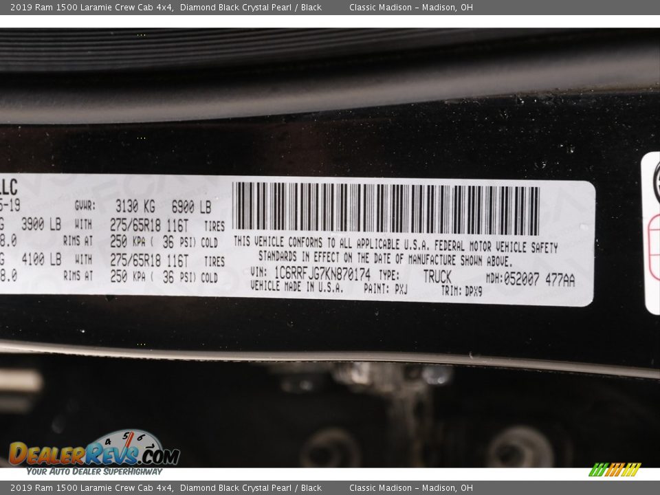 2019 Ram 1500 Laramie Crew Cab 4x4 Diamond Black Crystal Pearl / Black Photo #22