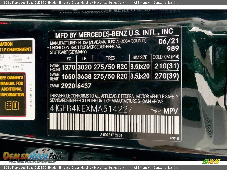 2021 Mercedes-Benz GLE 350 4Matic Emerald Green Metallic / Macchiato Beige/Black Photo #11