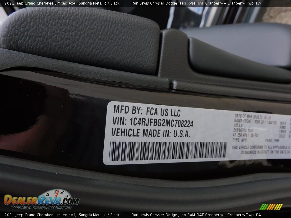 2021 Jeep Grand Cherokee Limited 4x4 Sangria Metallic / Black Photo #20