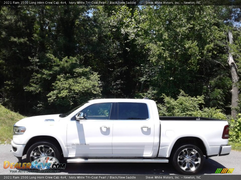 2021 Ram 1500 Long Horn Crew Cab 4x4 Ivory White Tri-Coat Pearl / Black/New Saddle Photo #1