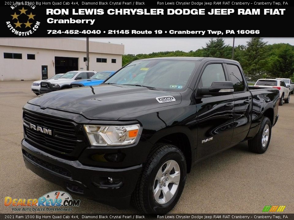 2021 Ram 1500 Big Horn Quad Cab 4x4 Diamond Black Crystal Pearl / Black Photo #1