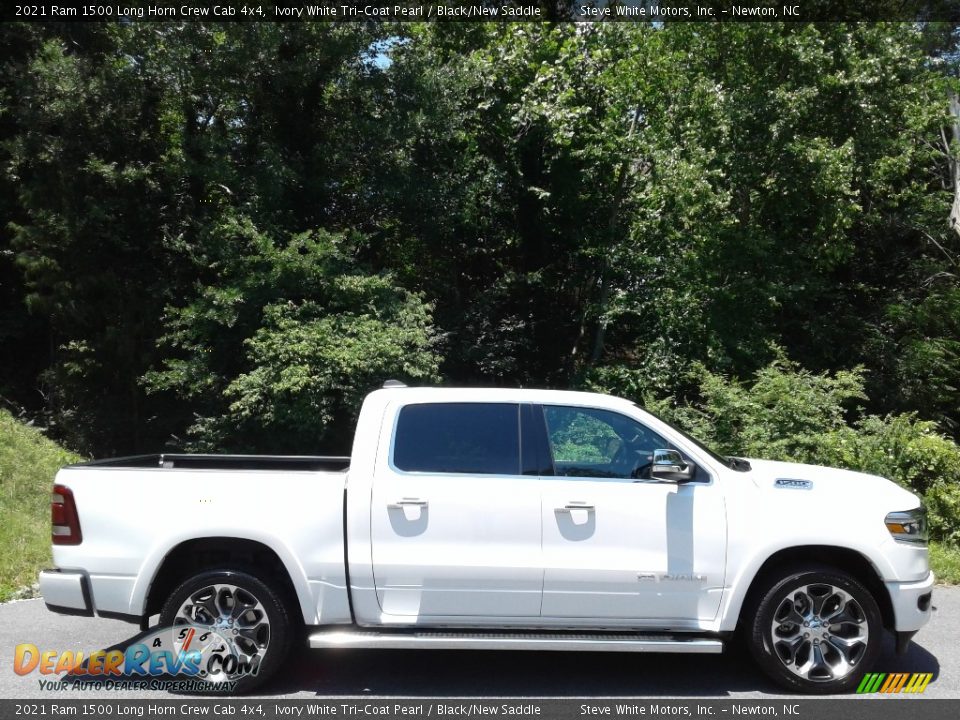 2021 Ram 1500 Long Horn Crew Cab 4x4 Ivory White Tri-Coat Pearl / Black/New Saddle Photo #5