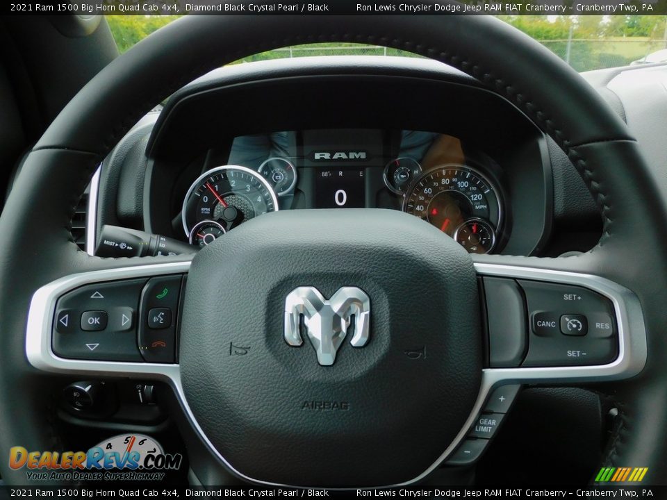 2021 Ram 1500 Big Horn Quad Cab 4x4 Diamond Black Crystal Pearl / Black Photo #19
