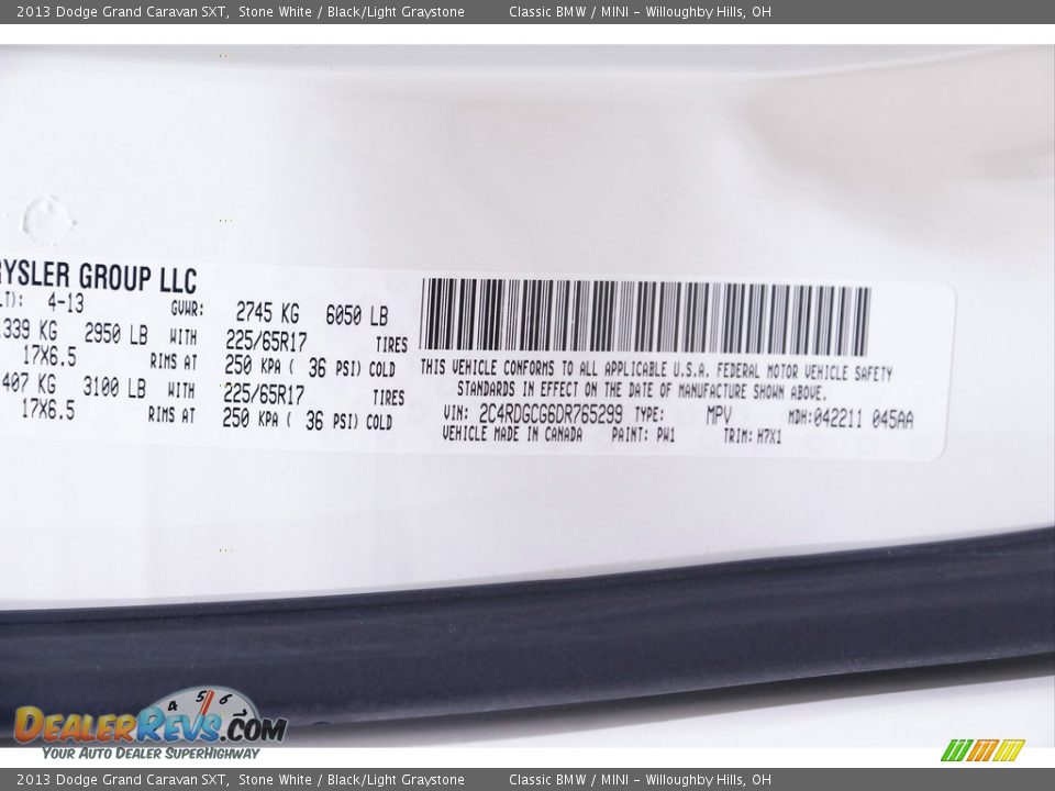 2013 Dodge Grand Caravan SXT Stone White / Black/Light Graystone Photo #23