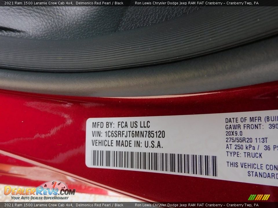 2021 Ram 1500 Laramie Crew Cab 4x4 Delmonico Red Pearl / Black Photo #20