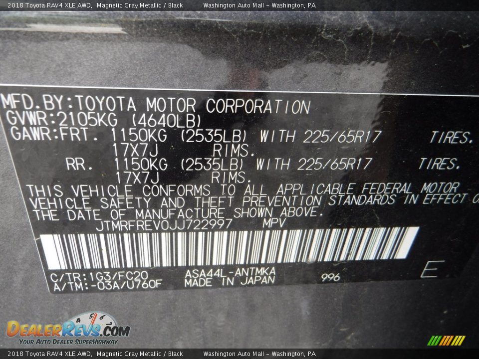 2018 Toyota RAV4 XLE AWD Magnetic Gray Metallic / Black Photo #31