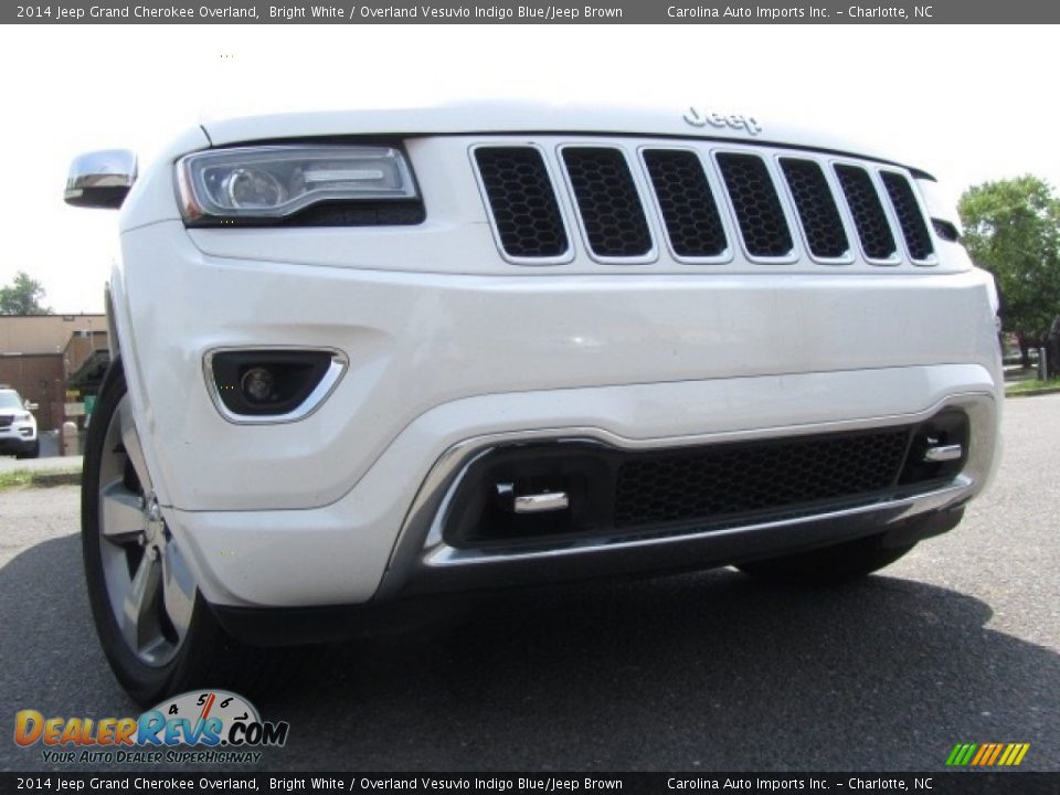 2014 Jeep Grand Cherokee Overland Bright White / Overland Vesuvio Indigo Blue/Jeep Brown Photo #2