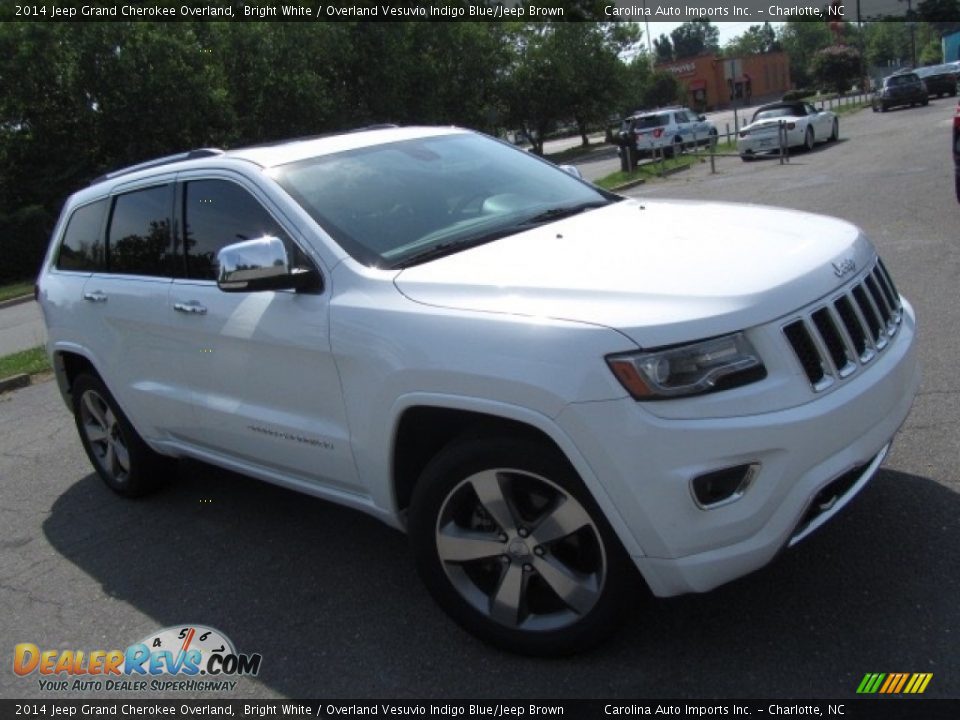 2014 Jeep Grand Cherokee Overland Bright White / Overland Vesuvio Indigo Blue/Jeep Brown Photo #3