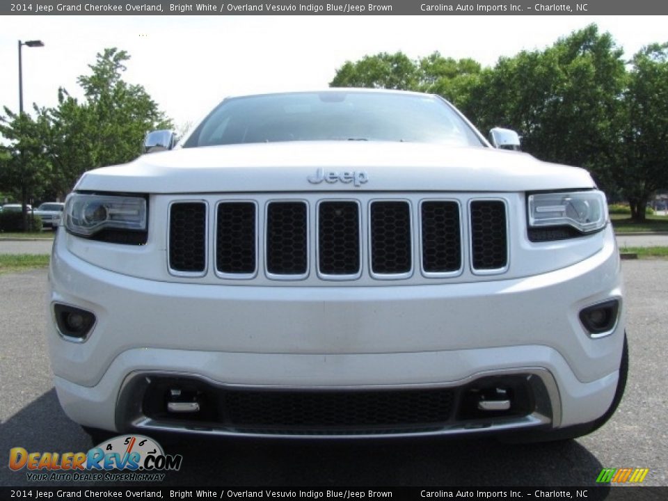 2014 Jeep Grand Cherokee Overland Bright White / Overland Vesuvio Indigo Blue/Jeep Brown Photo #4