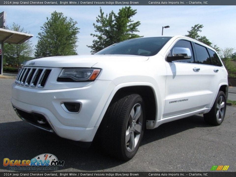 2014 Jeep Grand Cherokee Overland Bright White / Overland Vesuvio Indigo Blue/Jeep Brown Photo #6